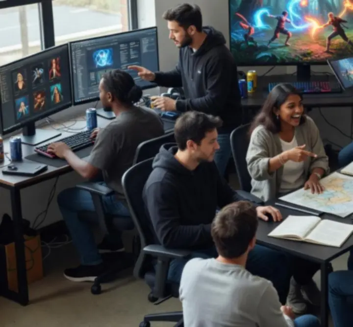 The ET Group B.V. editorial and strategy team collaborating on guides and arena breakdowns.