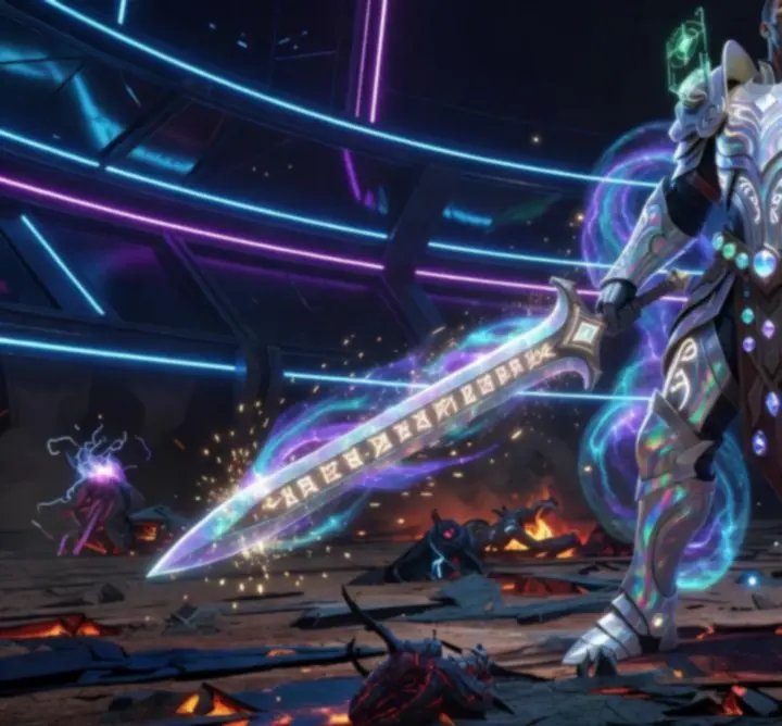 Late-game powerhouse build for ET Group B.V. showcasing an empowered mage in a closing neon arena.