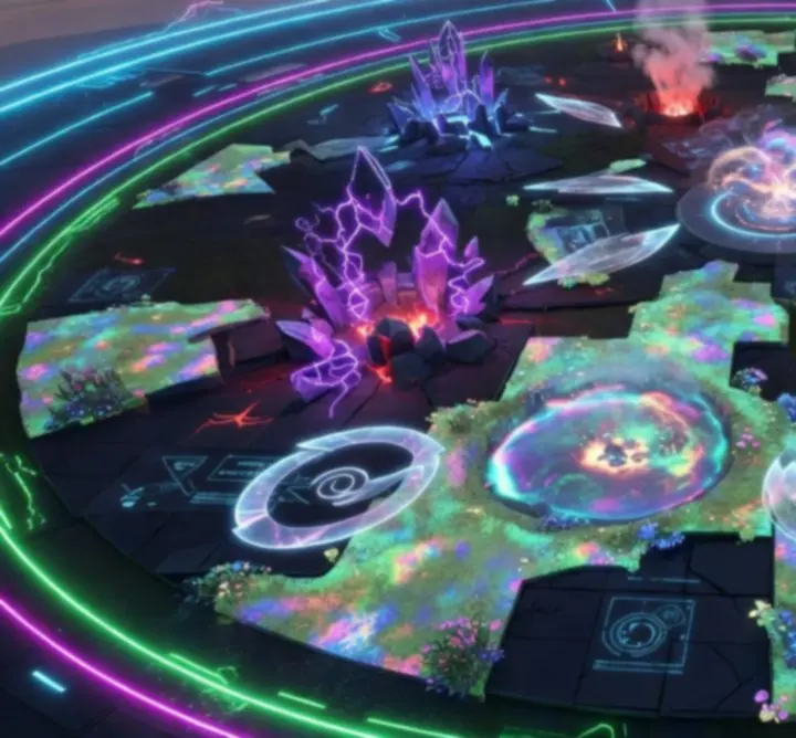 Overview of magical neon-lit battle arenas in ET Group B.V.