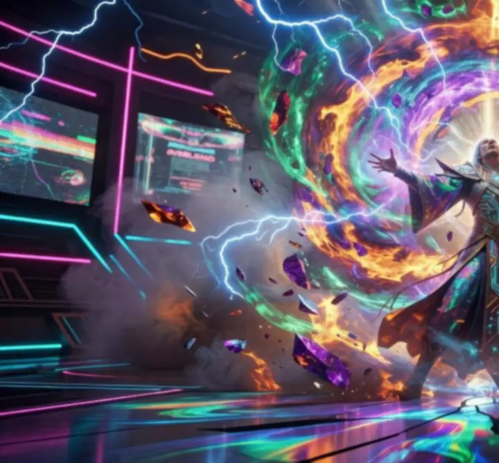 Ultimate spell being unleashed in a neon arena